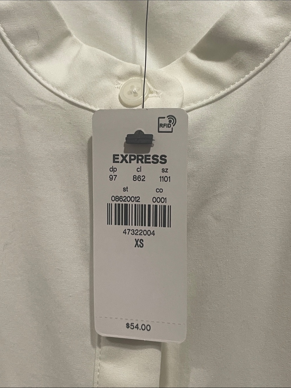 Express White Ruffle Sleeve Button-Front Blouse - Picture 2 of 5